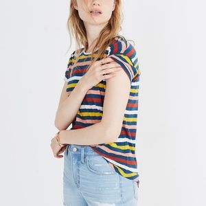 Striped earth-tone Madewell t-shirt